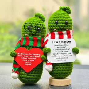 Handmade Emotional Support Positive Pickle Car Dashboard Decorations, Best Friend Coworker Birthday Gifts for Women (2 Doll)