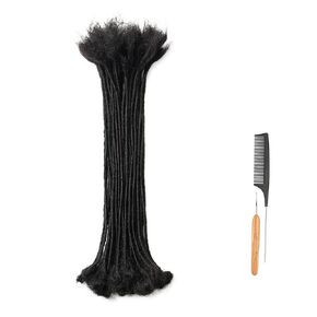 Dreadlock Extensions Human Hair, Handmade Permanent Loc Extensions Human Hair 0.8cm 8Inch 30Stands For Man/Women/Kids Full Head Can Be Dyed Bleached Curled(Black to Brown,T1B/30)