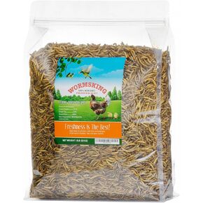 WORMSKING 10LB Dried Mealworms 100% Non GMO, High Protein Meal Worms for Chickens, Wild Birds, Hedgehogs, Hamsters, Reptiles, Great Chicken Food, Bird Food
