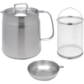 Deep Frying Pot Oils Strainer Basket with Handle Cooking Pot Soup Pot Small Deep Fryer Pot for Cooking Baking Oils Storage, 2L, 14.5cm