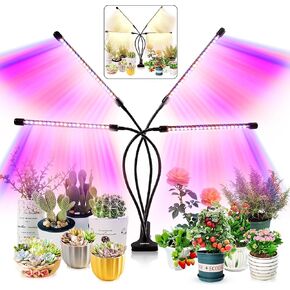 LEOTER Grow Light for Indoor Plants - Upgraded Version 80 LED Lamps with Full Spectrum & Red Blue Spectrum, 3/9/12H Timer, 10 Dimmable Level, Adjustable Gooseneck,3 Switch Modes