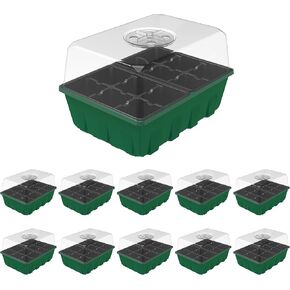 Gardzen 5-Set Garden Propagator Set, Seed Tray Kits with 200-Cell, Seed Starter Tray with Dome and Base 15" x 9" (40-Cell Per Tray)