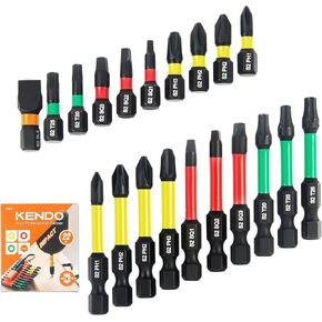 Kendo 22 Piece Impact Hex Head Wrench Bit Set with Magnetic CNC Machined Tip, 1/4 Hex Shank S2 Steel Hex Bits, 2" Long, 20+1 Pack (Metric and SAE)