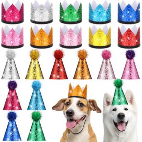 20 Pieces Dog Birthday Hat Pet Party Crown Mini Puppy Hat Dog Birthday Party Hat Adjustable Headband Birthday Party Wedding Puppy Kitten Bunny Clothing Accessories