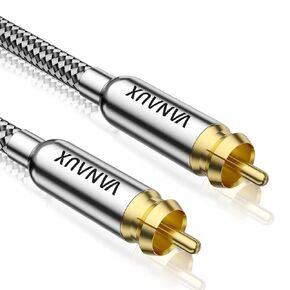 كابل مضخم الصوت 33FT، كابل صوت محوري رقمي [محمي مزدوج، RCA مطلي بالذهب 24 قيراط إلى RCA] للمسرح المنزلي، HDTV، ستيريو السيارة، مكبرات الصوت، أنظمة هاي فاي