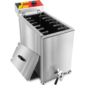 Corn Dog Deep Fryer Commercial, 25L Cheese Hot Dog Sticks Frying Machine 12 Hooks Large Capacity, Electric Deep Fryer for Corn Dog Maker with 140-392℉ Adjustable Temperature