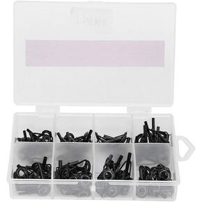 Alomejor 80pcs Fishing Rod Guides Set ProStainless Steel 8 Sizes Eye Ring Sea Fishing Pole Line Set with Case for Saltwater Freshwater Fishing