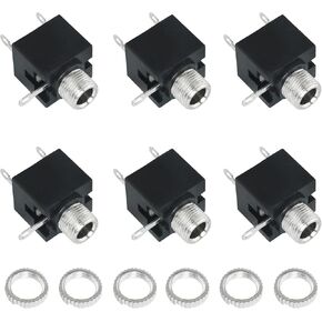 6PCS Jack Adapters 3.5mm Mono Jacks Cable Connectors Socket Female Jacks Used for Microphone Jacks Headphone Plugs Audio Video Computers Black