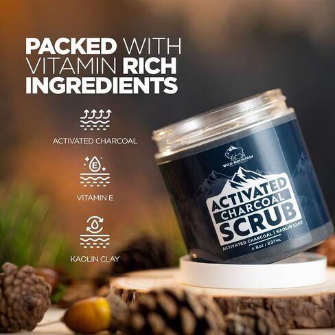 Wild Mountain Rough & Rugged Face Scrub - Micodermabrasion Mens Facial Scrub, Face Scrub Exfoliating Face Wash, Face Exfoliator, Face Scrubber Exfoliator, Exfoliating Scrub, Exfoliate For Face (4oz) in Saudi Arabia