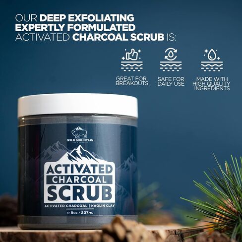Wild Mountain Rough & Rugged Face Scrub - Micodermabrasion Mens Facial Scrub, Face Scrub Exfoliating Face Wash, Face Exfoliator, Face Scrubber Exfoliator, Exfoliating Scrub, Exfoliate For Face (4oz) in Saudi Arabia