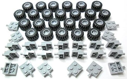 LEGO City - Wheel, Tire and Axle Set - Black, White, and Light Gray, 100 Pieces Total in Saudi Arabia