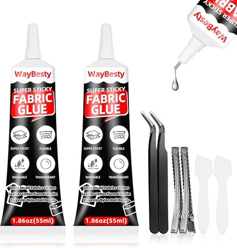 Fabric Glue Permanent, Fabric Adhesive Clear Washable Strong Waterproof Fabric Glue for All Fabrics, Clothes, Leather, Cotton, Flannel, Denim, Polyester, Doll Repair 1pcs in Saudi Arabia