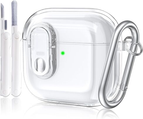 غطاء حافظة AIRSPO لأجهزة Airpods 4 مع مجموعة أدوات تنظيف، غطاء واقٍ شفاف ناعم من مادة TPU متوافق مع حافظة الشحن اللاسلكي Apple AirPods الجيل الرابع مع سلسلة مفاتيح، شفاف in Saudi Arabia