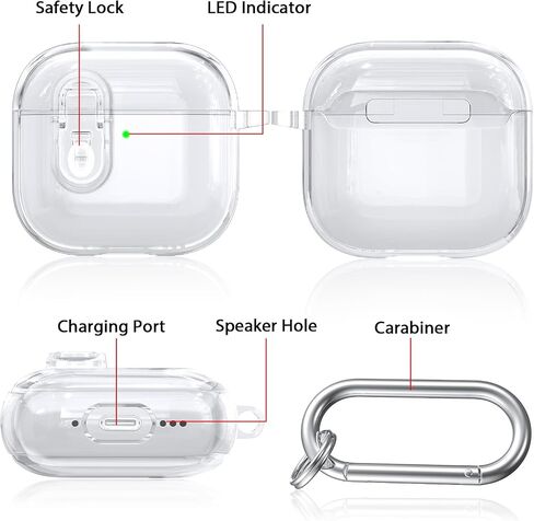 غطاء حافظة AIRSPO لأجهزة Airpods 4 مع مجموعة أدوات تنظيف، غطاء واقٍ شفاف ناعم من مادة TPU متوافق مع حافظة الشحن اللاسلكي Apple AirPods الجيل الرابع مع سلسلة مفاتيح، شفاف in Saudi Arabia