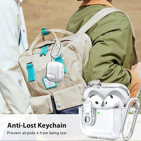 غطاء حافظة AIRSPO لأجهزة Airpods 4 مع مجموعة أدوات تنظيف، غطاء واقٍ شفاف ناعم من مادة TPU متوافق مع حافظة الشحن اللاسلكي Apple AirPods الجيل الرابع مع سلسلة مفاتيح، شفاف in Saudi Arabia