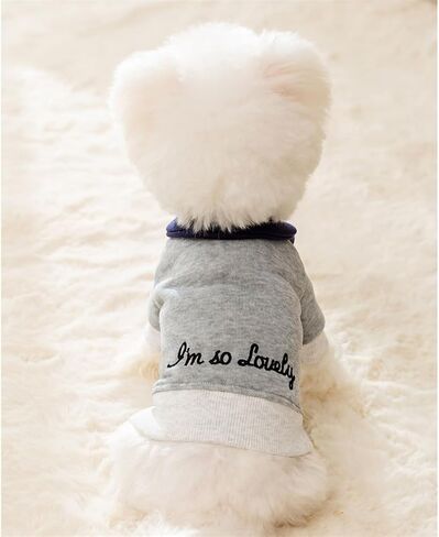 Dog Sweaters Embroidery Lovely Puppy Shirt Dogs Sweatshirt Warm Cats Patchwork Winter Clothes for Small Dogs Soft Thickening Cat Coat (XX-Large size for 16.5-22lb pets, Grey) in Saudi Arabia