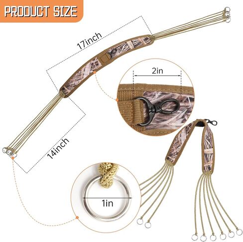 Duck Hunting Game Carrier,Duck Strap Carrier,Camo Padded Bird Tote Goose Hanger Hunting Gear Carrying Lanyard with 12 Drops Slip Ring for Hunting Predator in Saudi Arabia