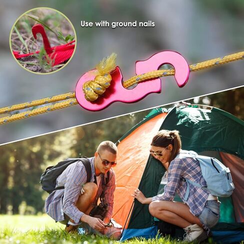 Guyline Tensioner Aluminum Alloy Guyline Cord Adjuster Tent Rope Tensioners Rope Adjuster Tent Wind Rope Buckles for Outdoor Tent Hiking Camping Accessories (40pcs Red) in Kuwait