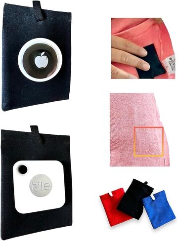 Tracking Device Pocket; A Peel and Stick fabric kids case (3 in a pack) for carrying Tracking devices in a concealed, hidden, secure and comfortable way. (Black) in Kuwait