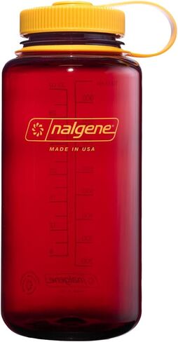 زجاجة مياه Nalgene Sustain Tritan خالية من مادة BPA مصنوعة من مواد مشتقة من 50% من النفايات البلاستيكية، 32 أونصة، فم واسع، رمادي مموه in Kuwait