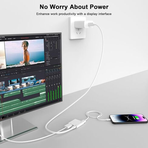 [معتمد من Apple MFi] محول Lightning إلى HDMI، محول شاشة 2 في 1 1080P iPhone إلى HDMI محول AV رقمي مع موصل منفذ شحن USB C متوافق مع iPhone لجهاز العرض/الشاشة/التلفزيون in Kuwait