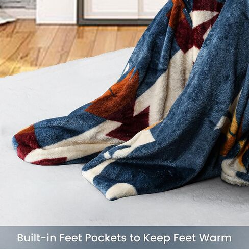 Catalonia Wearable Fleece Blanket with Sleeves and Foot Pockets for Adult Women Men, Micro Plush Comfy Wrap Sleeved Throw Blanket Robe Large, Gift for Her in Kuwait