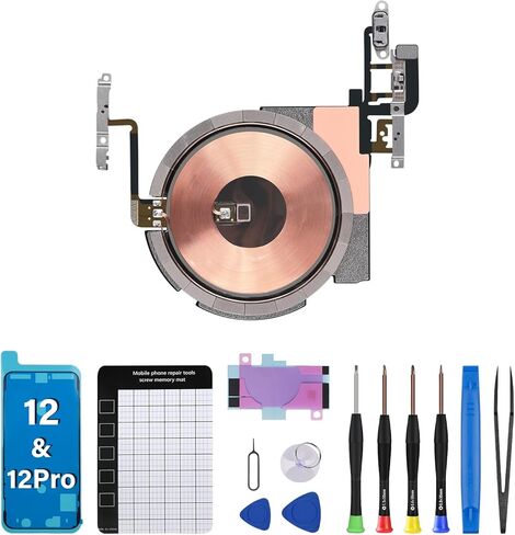 آيفون 12 شاحن لاسلكي لوحة لفائف ملصق استبدال NFC رقاقة آيفون 12 برو الطاقة OEM زر حجم الطاقة كتم التبديل الصامت إصلاح أدوات إصلاح عدة A2172 A2402 A2403 A2404 in Kuwait
