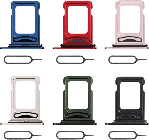 for iPhone 13 Dual 6 Color SIM Card Tray Holder Replacement with SIM Ejector Sim Card Starlight Midnight Blue Red Green Pink a Set SIM Card Slot for A2631 A2633 A2634 A2635 A2482 in Saudi Arabia