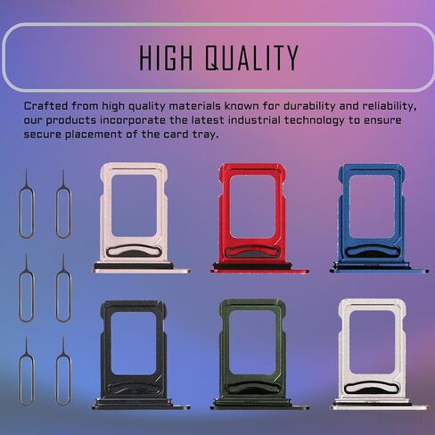 for iPhone 13 Dual 6 Color SIM Card Tray Holder Replacement with SIM Ejector Sim Card Starlight Midnight Blue Red Green Pink a Set SIM Card Slot for A2631 A2633 A2634 A2635 A2482 in Saudi Arabia