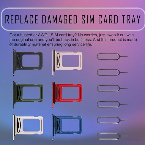 for iPhone 13 Dual 6 Color SIM Card Tray Holder Replacement with SIM Ejector Sim Card Starlight Midnight Blue Red Green Pink a Set SIM Card Slot for A2631 A2633 A2634 A2635 A2482 in Saudi Arabia