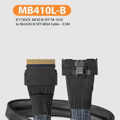 كابل ICY DOCK MCIO 8i SFF-TA-1016 إلى SlimSAS 8i SFF-8654 - 0.5 متر | MB410L-B in Kuwait