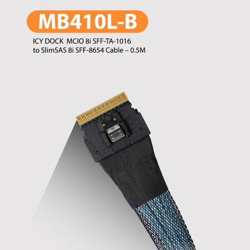 كابل ICY DOCK MCIO 8i SFF-TA-1016 إلى SlimSAS 8i SFF-8654 - 0.5 متر | MB410L-B in Kuwait