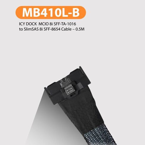 كابل ICY DOCK MCIO 8i SFF-TA-1016 إلى SlimSAS 8i SFF-8654 - 0.5 متر | MB410L-B in Kuwait