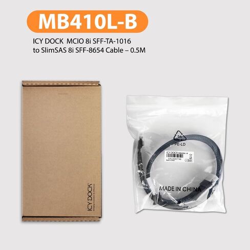 كابل ICY DOCK MCIO 8i SFF-TA-1016 إلى SlimSAS 8i SFF-8654 - 0.5 متر | MB410L-B in Kuwait