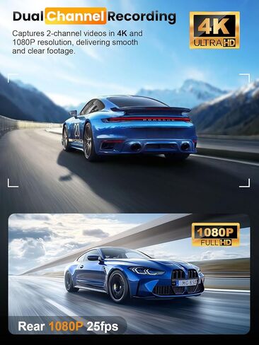 4K Dash Cam Front and Rear, Built-in 5G WiFi GPS, 64GB Card Included, 3.59'' IPS Screen Dash Camera for Cars, Dual Dashcam with G-Sensor, Loop Recording, WDR, Night Vision, 24H Parking Monitor in Saudi Arabia