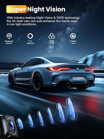 4K Dash Cam Front and Rear, Built-in 5G WiFi GPS, 64GB Card Included, 3.59'' IPS Screen Dash Camera for Cars, Dual Dashcam with G-Sensor, Loop Recording, WDR, Night Vision, 24H Parking Monitor in Saudi Arabia