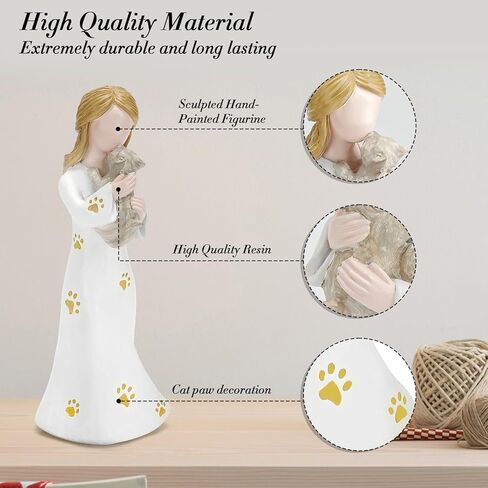 INLOMEM Cat Memorial Gifts, Loss of Cat Sympathy Gifts for Cat Mom, Passed Away Cat Gifts, Collectible Hand-Painted Cat Angel Figurine Statue for Cat Lovers, Passed Away Cat Gifts in Kuwait