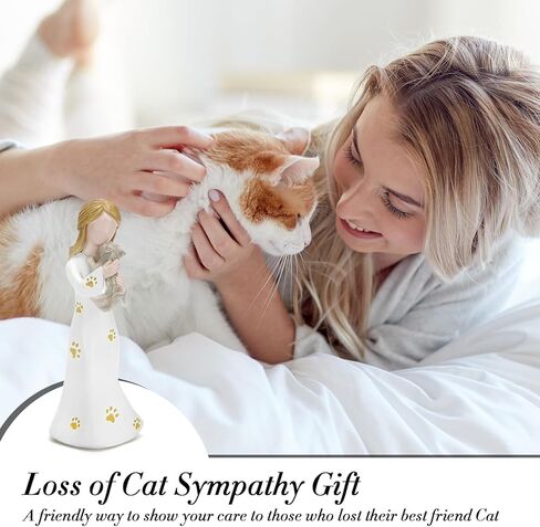 INLOMEM Cat Memorial Gifts, Loss of Cat Sympathy Gifts for Cat Mom, Passed Away Cat Gifts, Collectible Hand-Painted Cat Angel Figurine Statue for Cat Lovers, Passed Away Cat Gifts in Kuwait
