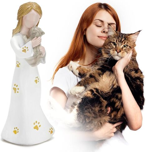 INLOMEM Cat Memorial Gifts, Loss of Cat Sympathy Gifts for Cat Mom, Passed Away Cat Gifts, Collectible Hand-Painted Cat Angel Figurine Statue for Cat Lovers, Passed Away Cat Gifts in Kuwait