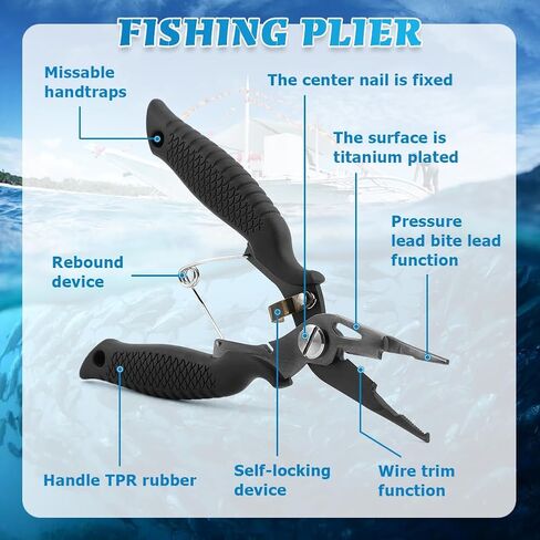 كماشة صيد السمك من HONUTIGE، معدات صيد مقاومة للمياه المالحة، أداة إزالة خطاف السمك وأدوات صيد السمك، هدايا لمحبي الصيد in Kuwait