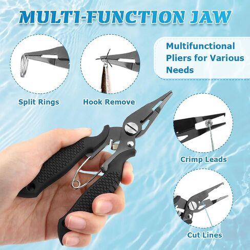 كماشة صيد السمك من HONUTIGE، معدات صيد مقاومة للمياه المالحة، أداة إزالة خطاف السمك وأدوات صيد السمك، هدايا لمحبي الصيد in Kuwait