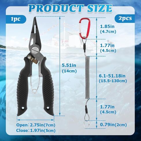 كماشة صيد السمك من HONUTIGE، معدات صيد مقاومة للمياه المالحة، أداة إزالة خطاف السمك وأدوات صيد السمك، هدايا لمحبي الصيد in Kuwait