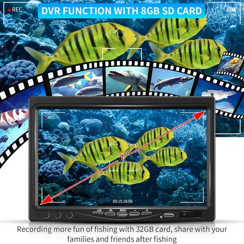 كاميرا جيلو لصيد الأسماك تحت الماء، جهاز كشف الأسماك بالفيديو DVR المحمول، كاميرا لصيد الأسماك على الجليد مع شاشة LCD مقاس 7 بوصات، مكتشفات عمق مقاومة للماء 1000TVL مع 12 قطعة من أضواء الأشعة تحت الحمراء للبحيرة والقوارب وصيد الأسماك على الجليد in Kuwait