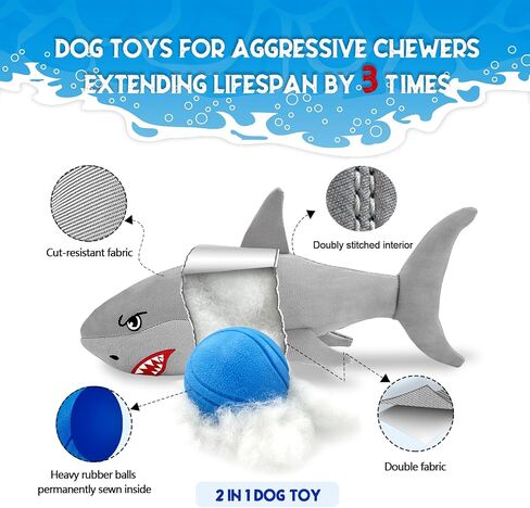 Indestructible Dog Toy for Large Dogs - 3 Times Durable Dog Stuffed Animals Chew Toy to Keep Them Busy - No Squeak Tough Dog Toys for Aggressive Chewers(Grey Medium) in Saudi Arabia