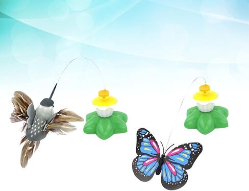 POPETPOP Electric Bird Teasing Cat Toy - 2 Pcs Interactive Bird Toy for Cats, 360 Degree Rotating Flying Cat Attracts Toy, Simulation Bird Interactive Toy for Cats Play Chase(Random Color) in Saudi Arabia