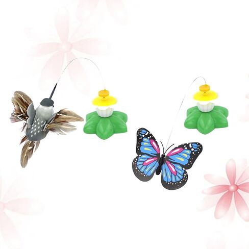 POPETPOP Electric Bird Teasing Cat Toy - 2 Pcs Interactive Bird Toy for Cats, 360 Degree Rotating Flying Cat Attracts Toy, Simulation Bird Interactive Toy for Cats Play Chase(Random Color) in Saudi Arabia