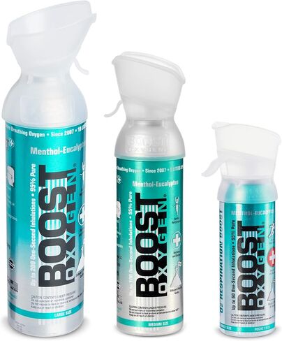 Boost Oxygen 3, 5, 10 Liter Natural Pure Canned Supplemental Oxygen Bottle Canister w/Built In Mouthpiece for High Altitudes and Recovery, Peppermint in Saudi Arabia