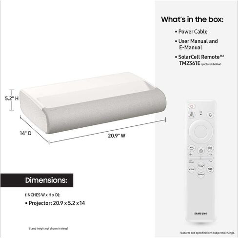 Samsung SP-LPU7DSAXXZA 120 بوصة LPU7D 2500 Lumen Premiere Ultra Short Throw 4K AI Smart TV حزمة جهاز عرض ليزر مع حزمة حماية معززة لمدة عامين CPS وحزمة بث الأفلام الأولى in Saudi Arabia