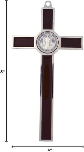 VILLAGE GIFT IMPORTERS 8" Extra Large Saint Benedict Crucifix | 7 Colors | Perfect Wall Cross | San Benito Medal | Christian Home Goods (Black) in Saudi Arabia