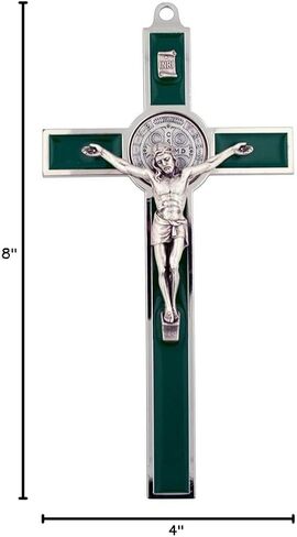 VILLAGE GIFT IMPORTERS 8" Extra Large Saint Benedict Crucifix | 7 Colors | Perfect Wall Cross | San Benito Medal | Christian Home Goods (Black) in Saudi Arabia